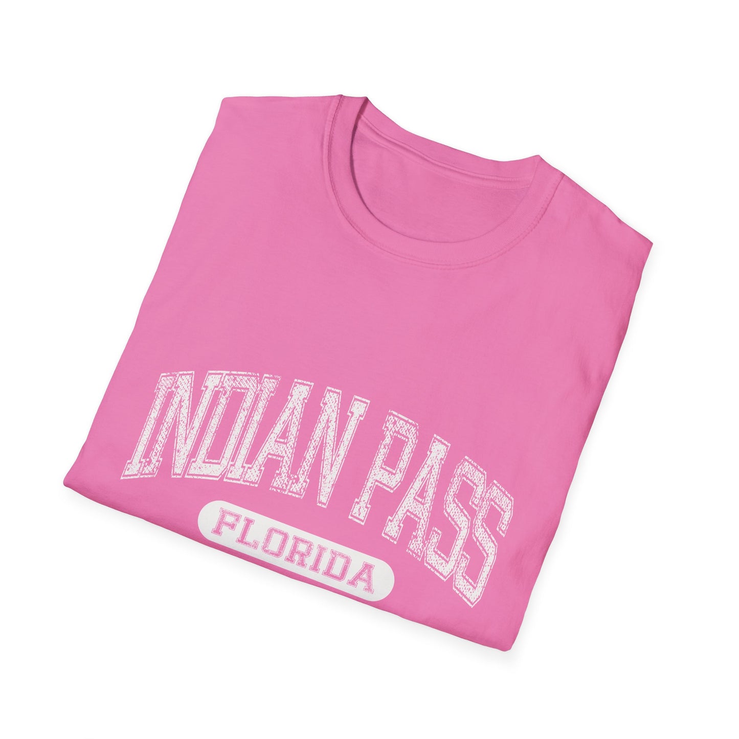 Indian Pass Tee Florida - Varsity Letters Bold Text Official Beach Tee