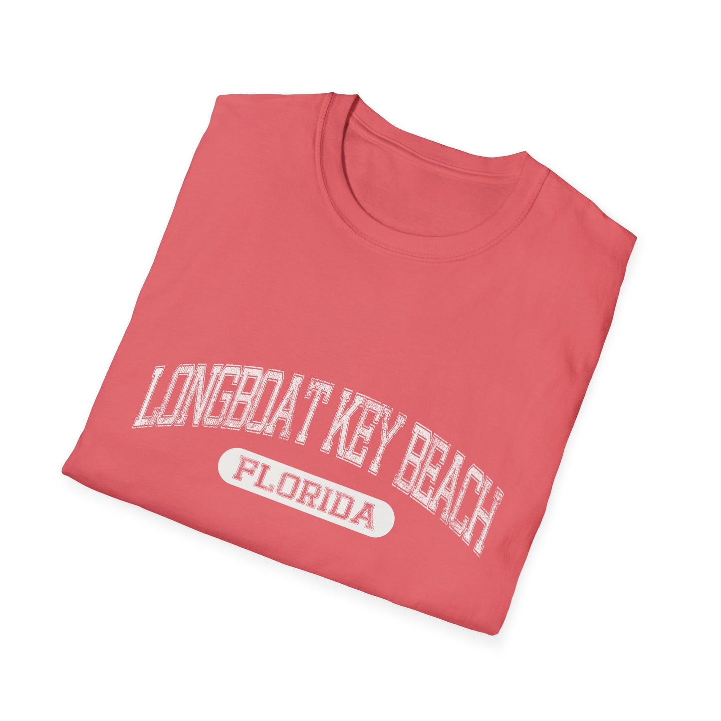 Longboat Key Beach Tee Florida - Bold Letters Beach Tee Curved Text Official Tee