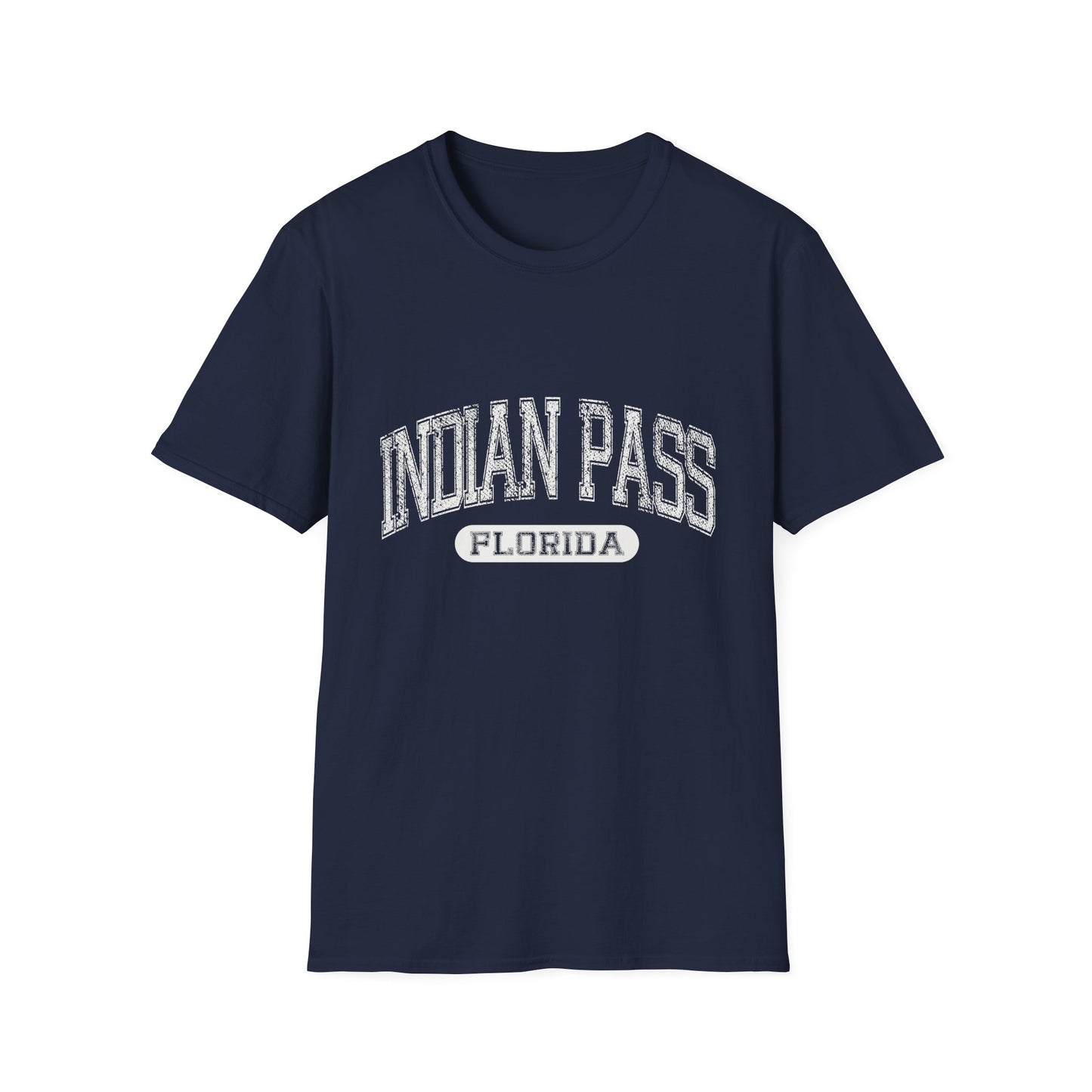 Indian Pass Tee Florida - Varsity Letters Bold Text Official Beach Tee